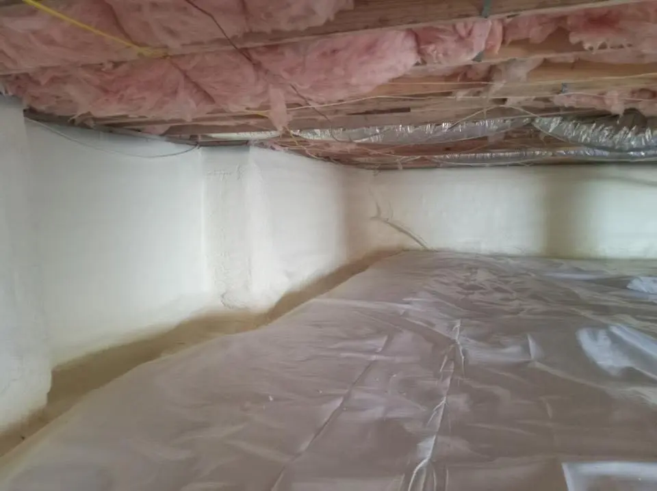 Crawl space encapsulation with closed-cell spray foam for Roof Waterproofing in West Falls Church